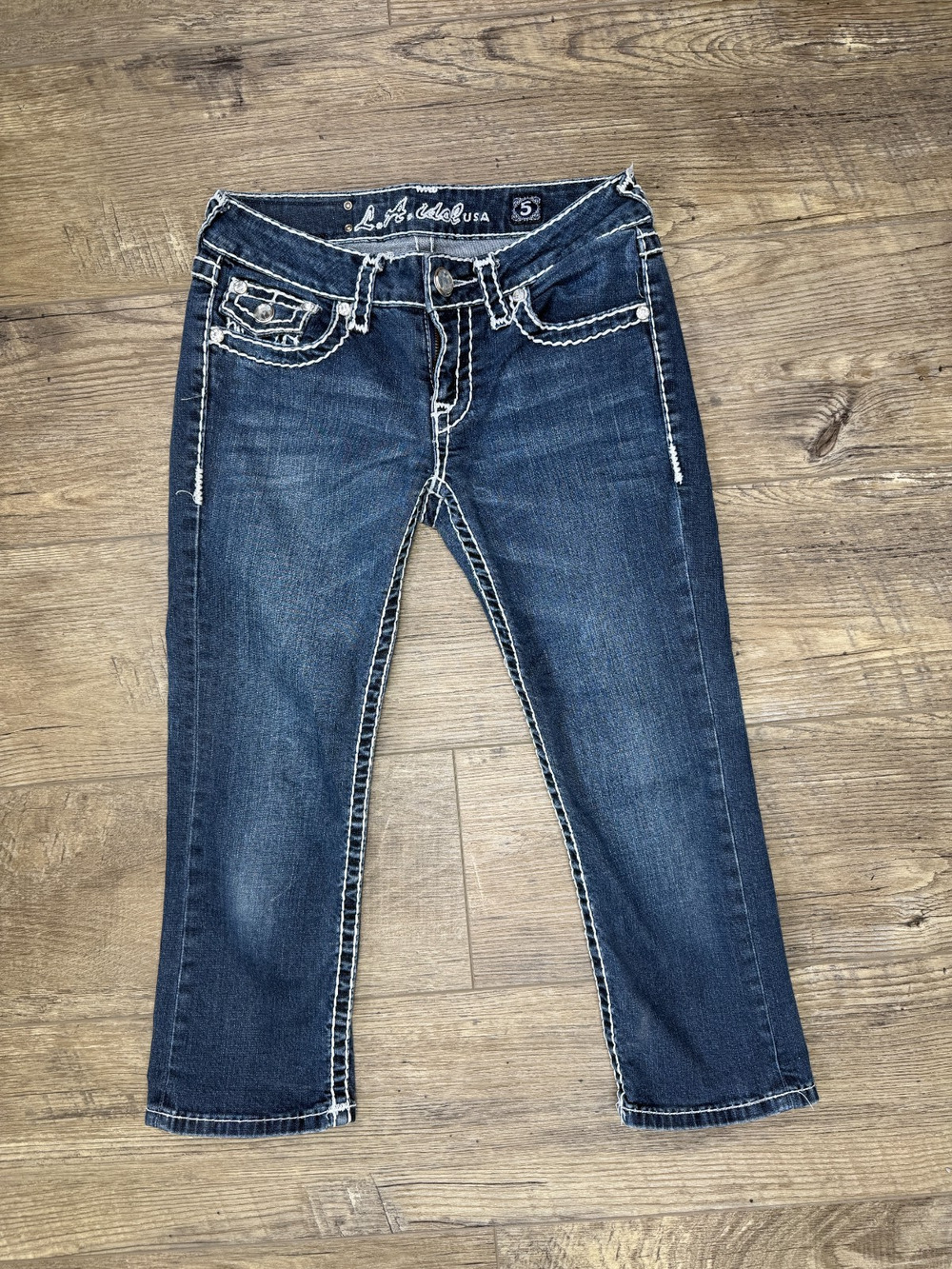 Vintage Y2K LA Idol Capri Jeans Women's Western Low Rise 90s Rhinestone Size 5